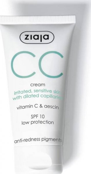 Ziaja CC krém pro podrážděnou a citlivou pleť s rozšířenými žilkami SPF10 50 ml