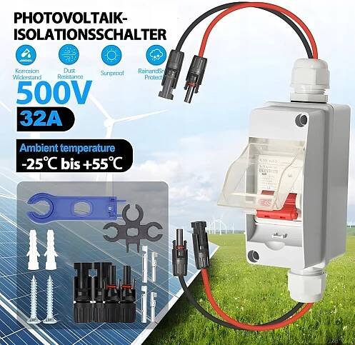 PŘEPÍNAČ SOLÁRNÍHO PANELU ODPOJOVAČ PV DC PROPOJOVACÍ BOX 500V 32A - Allegro