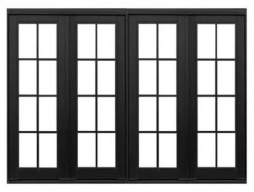 Černý hliníkový rám okna izolovaný na bílém pozadí — Stock obrázek