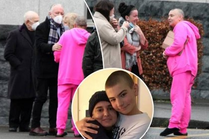 Sinead O'Connor wears bright pink to Hindu funeral for 17-year-old son