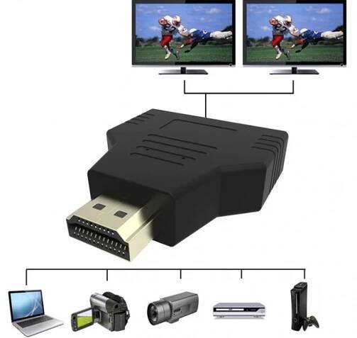 HDMI rozdvojka adaptér 1080p - 1x samec a 2x samice | zitra-doma.cz