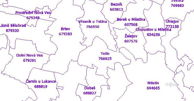 Katastrální mapa Tetín