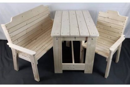 Dřevěný dětský zahradní set, smrk, bez povrchové úpravy, S&H Truhlářství Group s.r.o. - Dětský nábytek z masivu