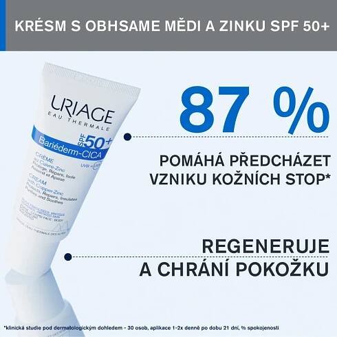 Uriage Bariéderm Cica Creme SPF 50 reparativní krém na popraskanou pokožku 40 ml