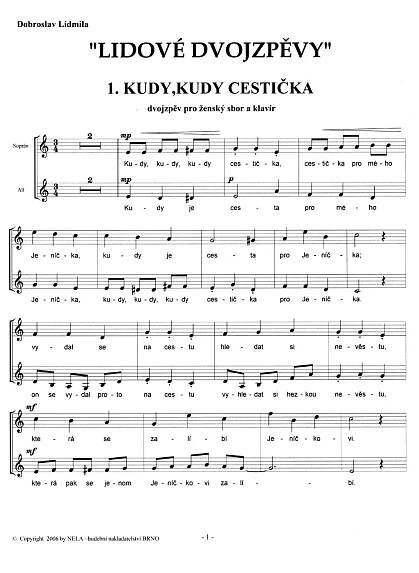 LIDOVÉ DVOJZPĚVY - pro ženský sbor a klavír eNoty.eu