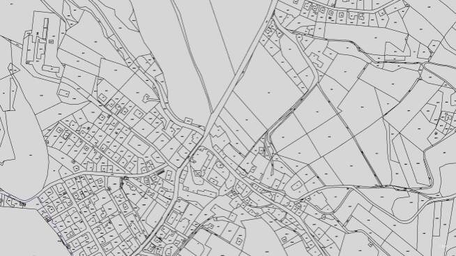 Katastrální mapa pozemků a čísla parcel Babí u Náchoda