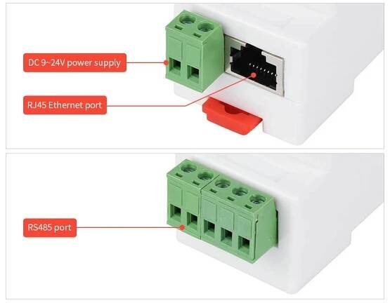 Převodník RS485 na Ethernet RS485/RJ45 Ethernet TCP/IP montáž na DIN