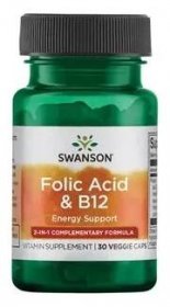Swanson Folic Acid & B12 30 kapslí