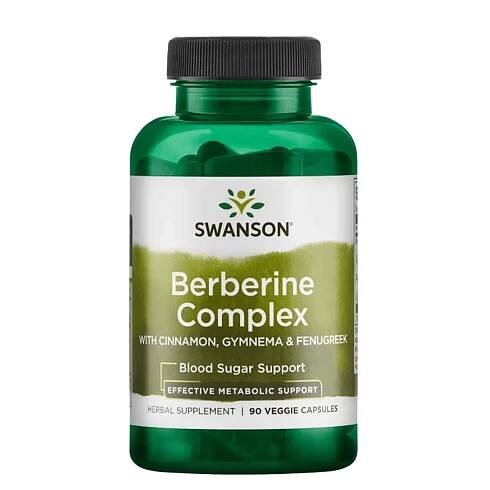 Swanson Berberine Complex (Berberin, Skořice, Gymnema, Pískavice řecké seno), 90 rostlinných kapslí Doplněk stravy - BrainMarket.cz