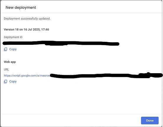 Google Apps Script Web App deployment URL