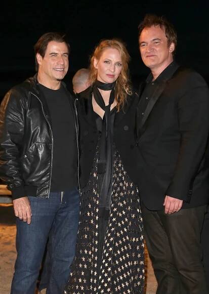 Quentin Tarantino, Uma Thurman, and John Travolta at an event for Pulp Fiction: Historky z podsvětí (1994)