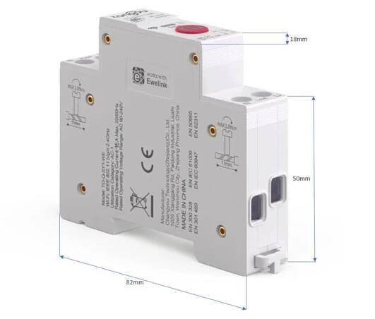 Wifi relé stykač na DIN lištu eWeLink s měřením spotřeby - 16A, měření kWh, W, A, V | dratek.cz