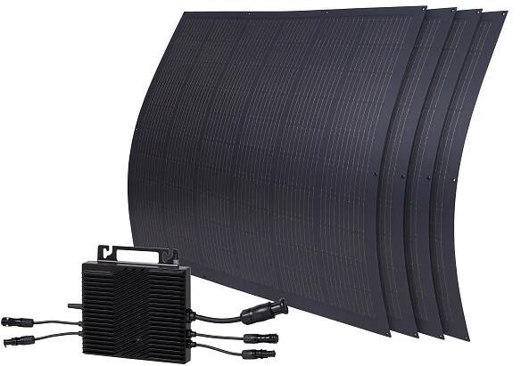 Flexibilní solární panely a regulátor nabíjení: obnovitelná energie.