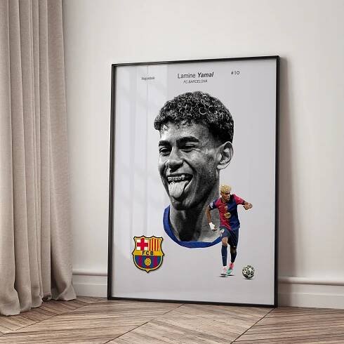 Plakát Lamine Yamal FC Barcelona v rámečku na zeď pro fanouška 40x30 cm Kód výrobce Lamine Yamal