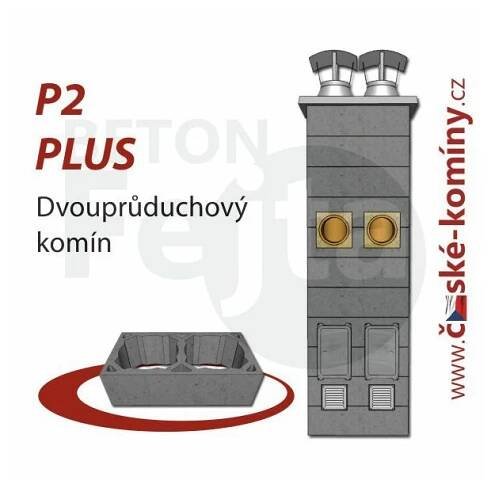 Komínová sestava PLUS P2, 4 m, 160-45°/160-90°, 2x čistič | České komíny - Beton Fejta