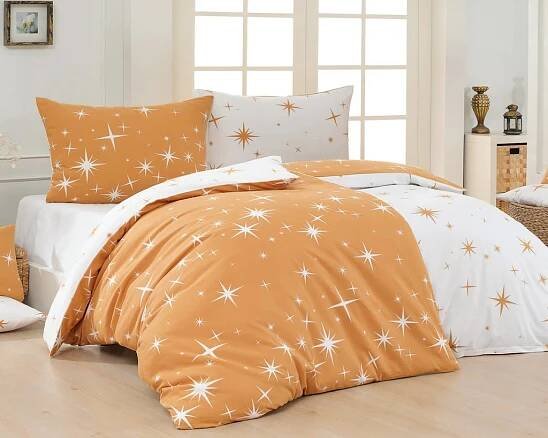 Matějovský povlečení ARIETA GOLD hvězdy orion tmavě žluto-bílé flanel premium 140x200 70x90