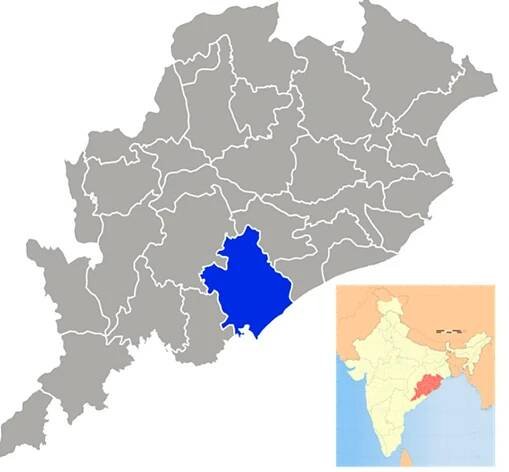 Figure 1. Source: this map shows the geographical position of the State of Orissa (coloured in red in the map of India), and the region coloured in blue is the Ganjam district which forms a part of the Northern Circars (https: / /en.wikipedia.org/wiki/ganjam_district, accessed on 22 February 2021).  Figure 1. Source: this map shows the geographical position of the State of Orissa (coloured in red in  politically fragmented under British presidency, central provinces and Madras presidency. Therefore, it was difficult to travel to Orissa, and moving to its interior regions was more challenging [47]. Now, the situation has changed, and Orissa is accessible through roadways, railways, and airways.) Orissa has been the “Holy Land of the Hindus” and the ancient texts recommended its sanctity. It is “the land that taketh away sin” [48]. As per the census of 1971, Orissa had the second largest concentration of tribal population of the country (i.e., 23% of state’s population), and the majority of them were the Savaras and the Khonds. Ganjam (see map; Figure 1) lies in the southernmost part of Orissa and is mainly a hilly district with extensive and thick foliage, mostly inhabited by the tribal people. The whole range of Ganjam Agency is a mountainous region and the indigenous people are found in greater numbers here than in any other excluded areas [49].  
