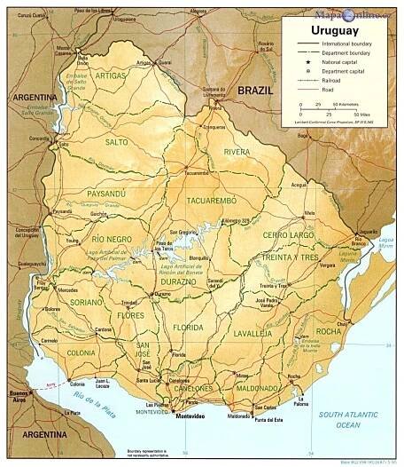 Mapa Uruguaye - MapaOnline.cz