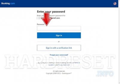 enter your password in Booking.com