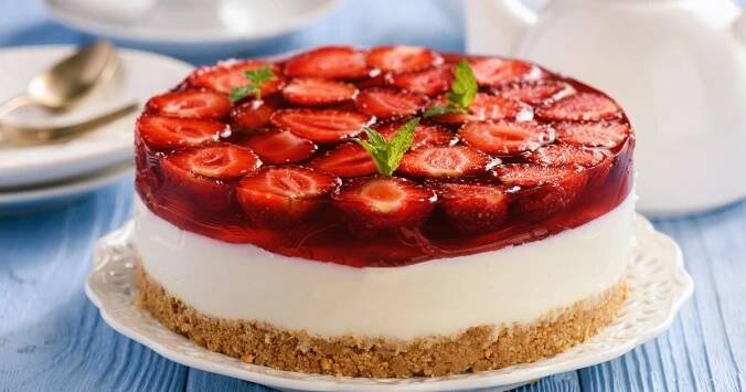 Nepečený jahodový cheesecake