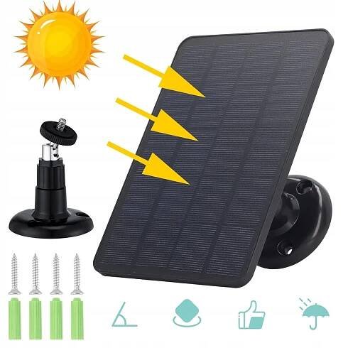 SOLÁRNÍ PANEL PRO BEZDRÁTOVOU VENKOVNÍ MONITOROVACÍ KAMERU, ČERNÝ za 480.00CZK - Allegro