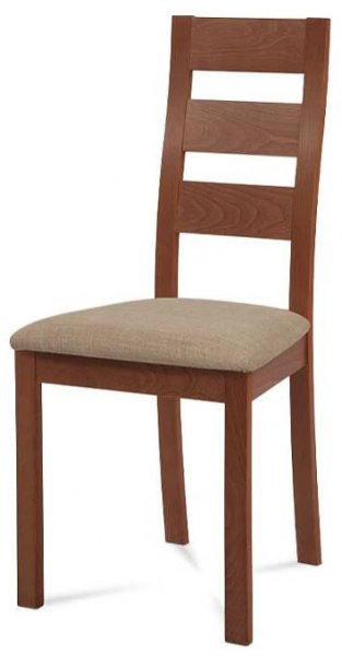 Dřevěná jídelní židle Autronic Jídelní židle, masiv buk, barva třešeň, látkový béžový potah (BC-2603 TR3) | Teshop.cz
