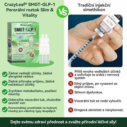 👩‍⚕️Klinicky ověřeno | CrazyLeaf® SMGT-GLP-1 Slim & Vitality – orální roztok proti přebytečné váze, tlaku, cukru, tukové játre, bolestem kloubů, únavě, nízké energii a ochablé pokožce. Lepší zdraví, více energie!