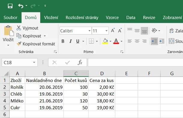 Základy Microsoft Excel