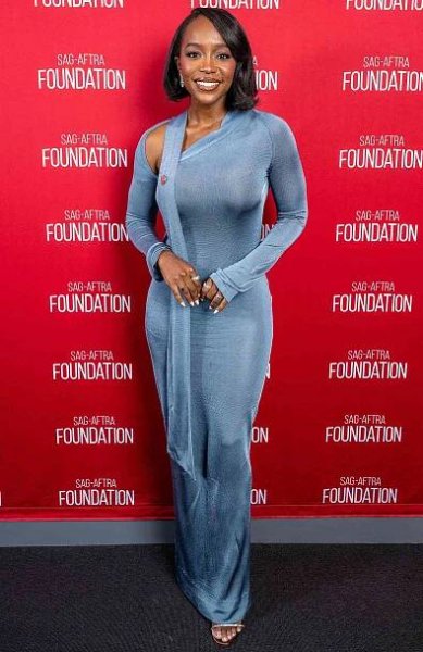 Aja Naomi King attends the SAG-AFTRA Foundation Conversations Presents "Lessons In Chemistry" event at The Meryl Streep Center for Performing Artists on August 12, 2024