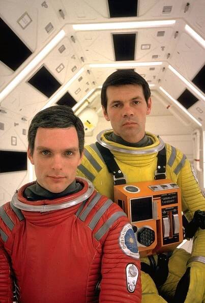 Keir Dullea and Gary Lockwood on the set of 2001: A Space Odyssey .