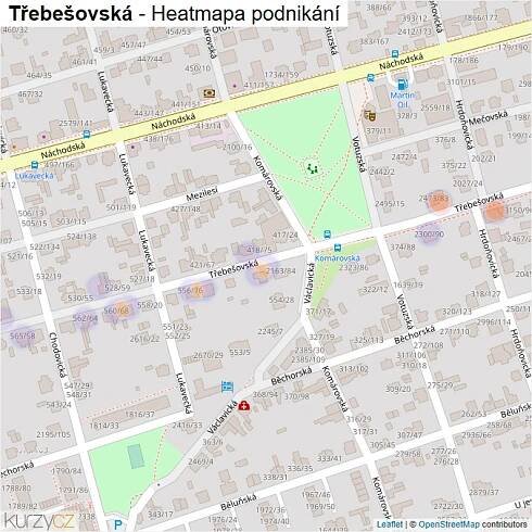 Mapa Třebešovská - Firmy v ulici.