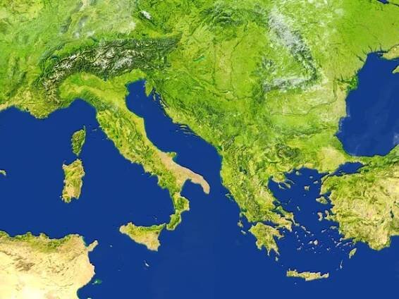 Oblast Jaderského moře na planetě Zemi — Stock obrázek