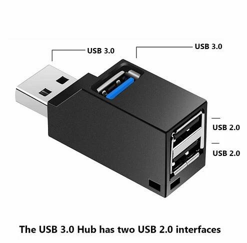 USB 3.0 HUB adaptér Extender Mini Splitter Box 3 porty pro PC Laptop Macbook Mobilní telefon Vysokorychlostní U disková čtečka