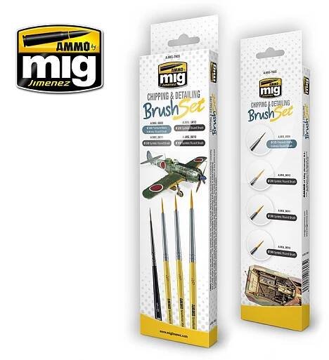 Chipping & Detailing Brush Set - 5/0, 5/0, 3/0, 2/0 (4pcs.)