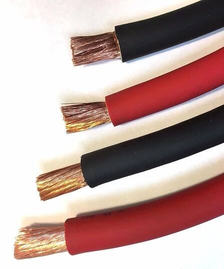 Kabel baterie 1/0 nebo 2/0 Měřítko AWG Extrémně čistá měď Napájecí drát vyrobený v USA