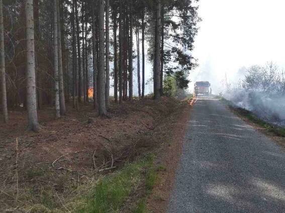Hektická sobota pro hasiče: nedaleko Újezdu u Rosic likvidovali požár lesa
