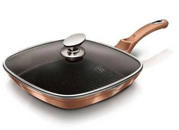 Berlinger Haus Grilovací pánev s poklicí Rosegold Metallic Line, 28 cm | Viame.cz