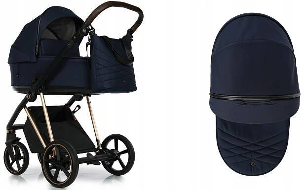 KOČÁREK ROAN IVI 2.0 AUTOSEDAČKA CYBEX ATON S2 3v1 ADAPTÉRY MYSTIC BLUE ROSE GOLD Příslušenství v sadě adaptéry autosedačky pláštěnka matrace moskytiéra kryt na nožičky taška na kočárek držák na kelímek