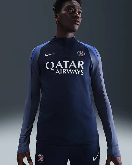 Pánský fotbalový tréninkový top Nike Dri-FIT Paris Saint-Germain Strike - Midnight Navy/Diffused Blue/Hyper Royal/Bílá
