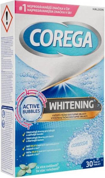 COREGA Tablety antibakteriální Whitening 30 ks 69 Kč