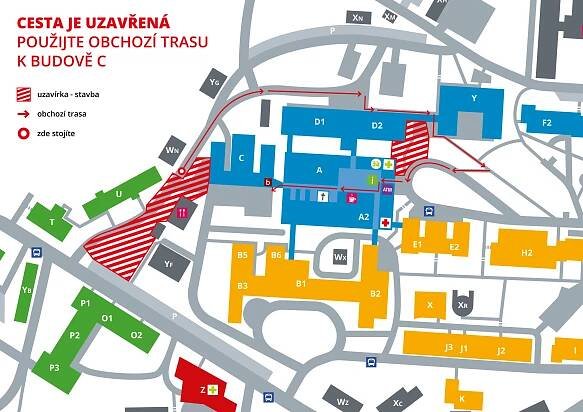 Stavební práce uzavřou na čtyři měsíce část ulice Za Nemocnicí v areálu FN Olomouc, návštěvníky čekají objížďky | Fakultní