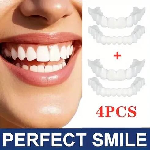 4pcs false teeth set white upper lower dentures for     to clean   natural   for casual attire party teeth or special occasions party teeth set natural look teeth   teeth