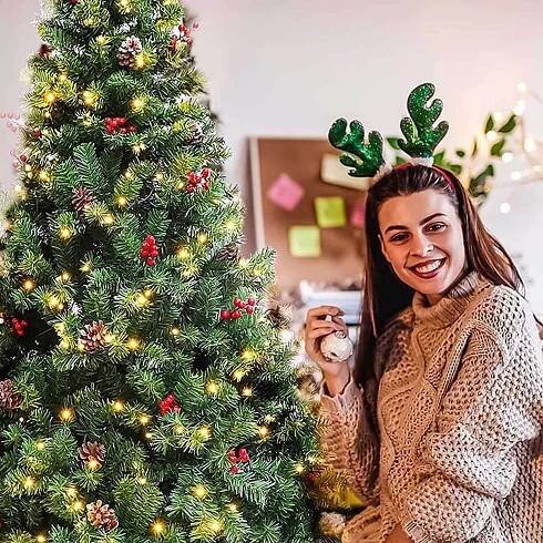 Umělý vánoční stromek se 100 LED, teplá bílá, 120 cm Barva zelená