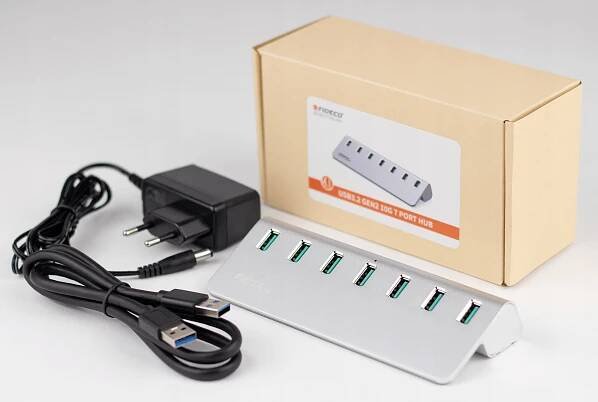 USB 3.2 HUB Aktivní rozbočovač Napájecí adaptér 10 Gbps za 896.00CZK - Allegro
