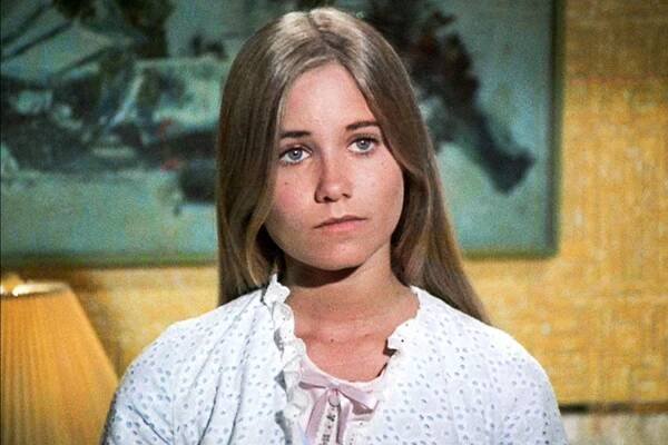 Maureen McCormick as Marcia Brady in THE BRADY BUNCH episode, "Pass The Tabu." Original air date September 29, 1972. Image is a screen grab.