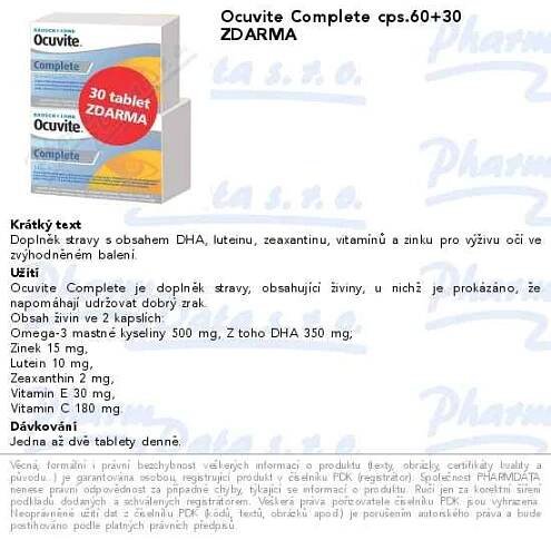 Ocuvite complete cps.60+30 ZDARMA | SOS lékárna online, internetová lékárna, léky