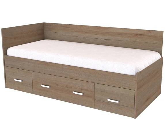 NÁBYTEK MIKULÍK s.r.o. NEMO - postel 90x200, 2 zvýšená čela (včetně roštu) Dekor: dub grande, Úchytka: JONY