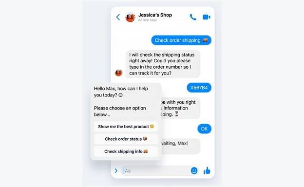 example of Facebook chatbot conversation