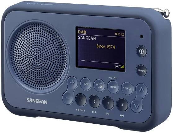 Sangean DPR-76BT kapesní rádio DAB+, FM AUX, Bluetooth zámek klávesnice tmavě modrá