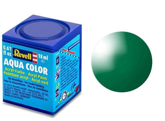 REVELL AQUA 61 Smaragdová zelená lesklá akrylová modelářská barva (RAL6029), 18ml